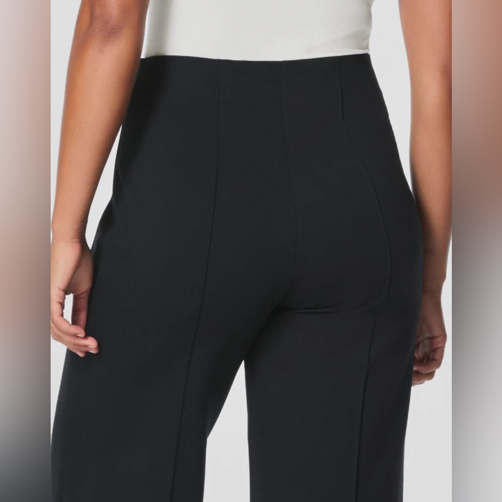 Spanx Super Smooth Perfect Fit Ponte Cropped Wide Leg Pant Black Size XS - Picture 2 of 10